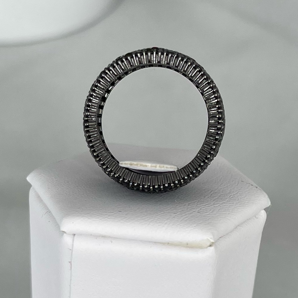 NEW 925 Sterling Silver Wide Band CZ Ring - Unisex Style - Picture 5 of 8